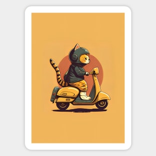 cat riding a scooter Sticker